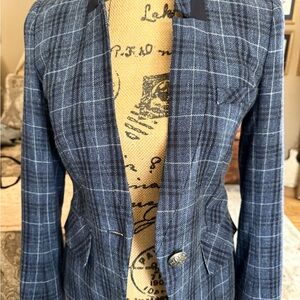 Veronica Beard Navy Plaid Blazer